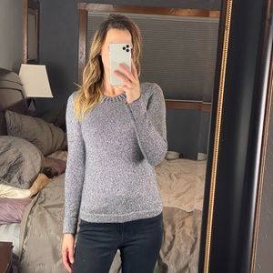 J. Crew along Sleeve Lambs Wool - Silver Metallic Crewneck Sweater, Size XS